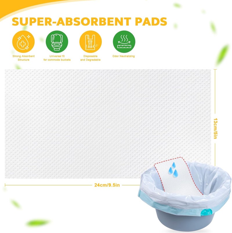 OUMEE 100 PCS Lemon Scented Absorbent Commode Pads for Bedside Commode Bucket, Commode Liner Pads with Absorbent Gel, Potty Liner Pads for Adults Seniors Portable Toilet Pad Bedpans - Image 4